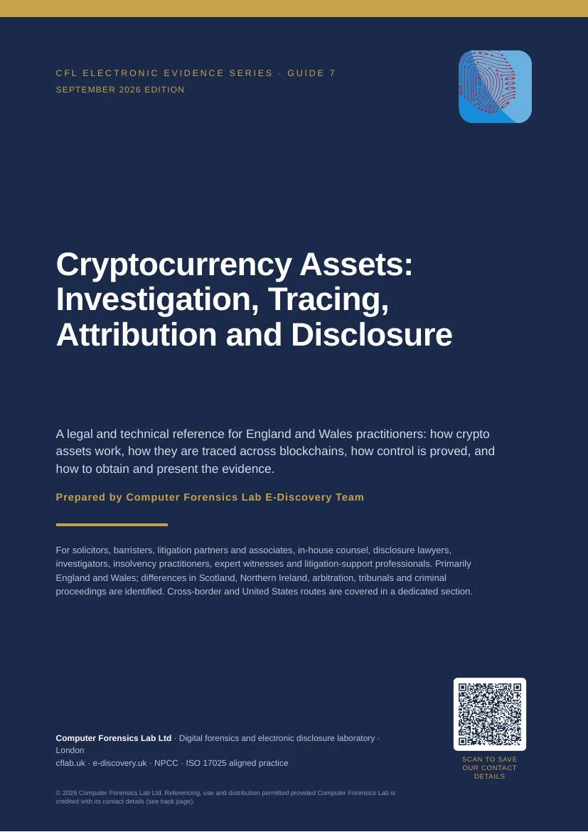 Cover of Crypto Assets: Investigation, Tracing, Attribution and Disclosure
